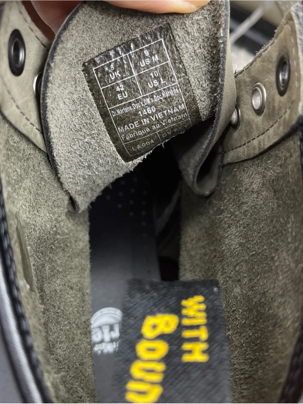 Dr. Martens 1460 8-eyelet boot Nickel Grey milled nubuck leather Men’s Size 9